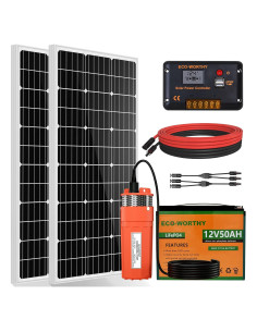 Kit de Bomba de Agua Solar ECO-WORTHY 200W + Batería 50Ah