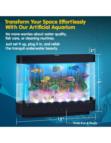 Acuario Virtual de Peces Artificiales Nurily con Temporizador 2H/6H