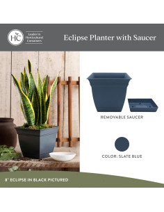 Maceta Cuadrada 20.32 cm Azul Pizarra The HC Companies 2