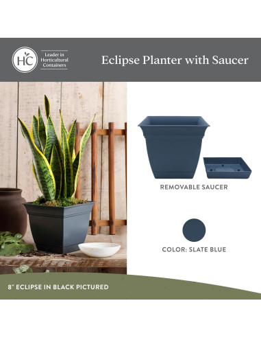 Maceta Cuadrada 20.32 cm Azul Pizarra The HC Companies