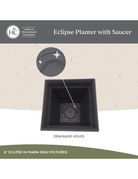 Maceta Cuadrada 20.32 cm Azul Pizarra The HC Companies