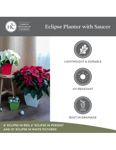 Maceta Cuadrada 20.32 cm Azul Pizarra The HC Companies