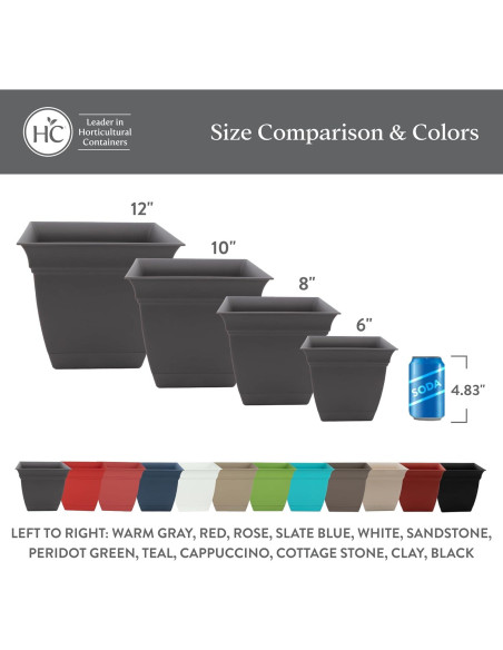 Maceta Cuadrada 20.32 cm Azul Pizarra The HC Companies