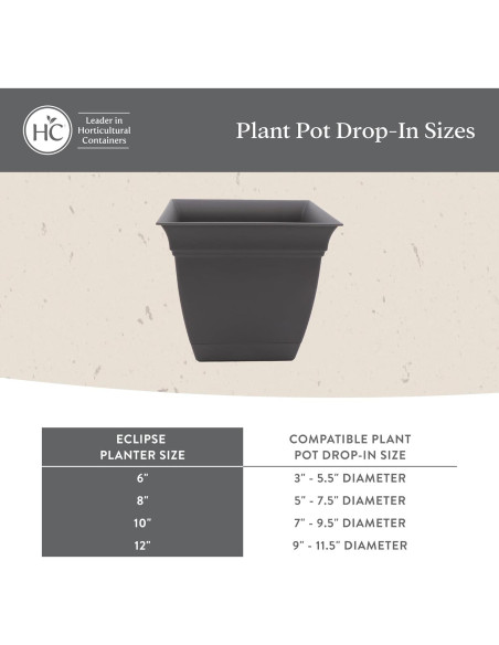 Maceta Cuadrada 20.32 cm Azul Pizarra The HC Companies