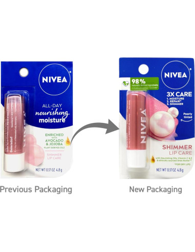 Bálsamo Labial Brillante Nivea 4.8g Hidratante x2