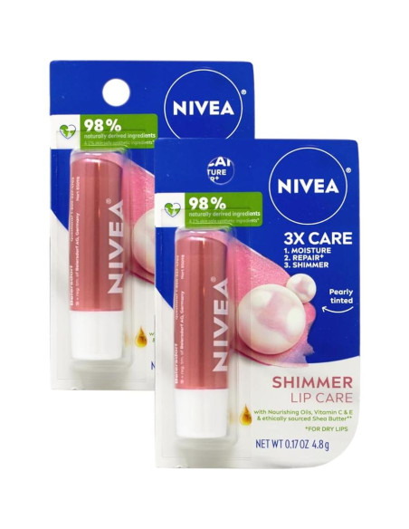 Bálsamo Labial Brillante Nivea 4.8g Hidratante x2