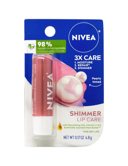 Bálsamo Labial Brillante Nivea 4.8g Hidratante x2