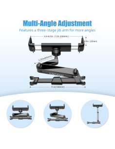 Soporte de Tablet para Coche Aourxiv 360 Ajustable Negro 2