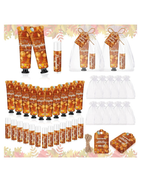 24 Sets Crema de Manos y Bálsamo Labial Calabaza Dansib