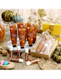 24 Sets Crema de Manos y Bálsamo Labial Calabaza Dansib 2