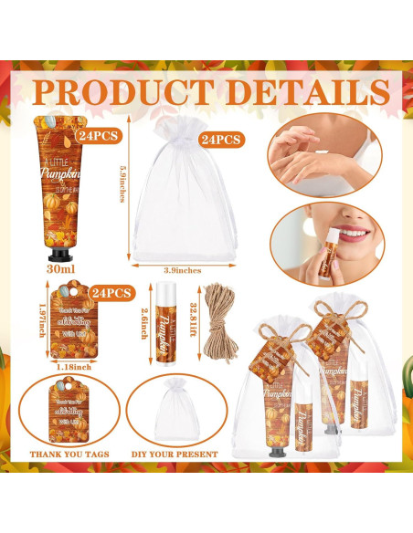 24 Sets Crema de Manos y Bálsamo Labial Calabaza Dansib