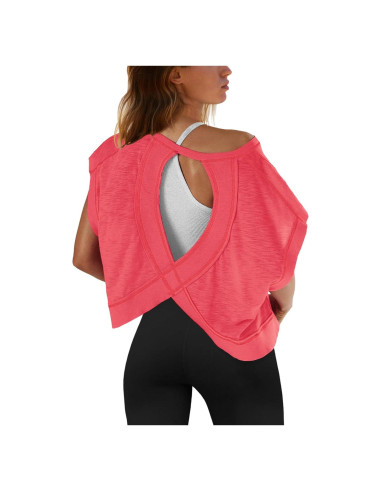 Camiseta Deportiva SENSERISE para Mujeres Espalda Abierta Rojo