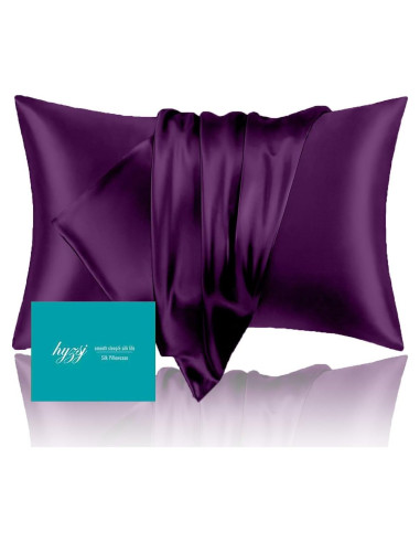 Funda de Almohada de Seda Morera Reina 50.8x76.2cm Hyzsj Púrpura