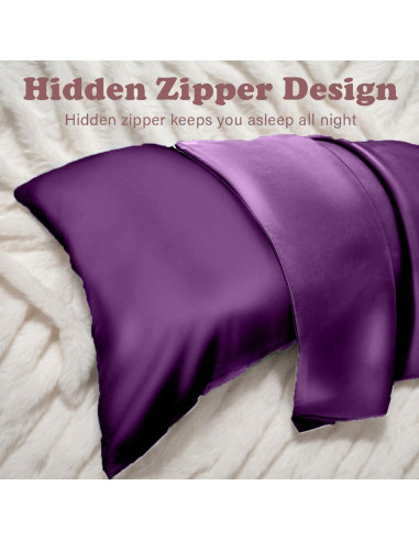 Funda de Almohada de Seda Morera Reina 50.8x76.2cm Hyzsj Púrpura
