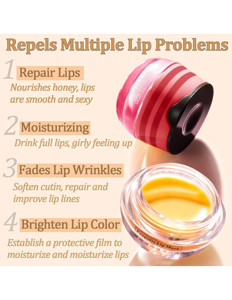 Mascarilla Labial Hidratante Qawnfy - 4 Piezas Fresa y Miel