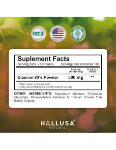 Hallosmine PLUS 500mg Diosmina + Crema para Varices 113.4g 2