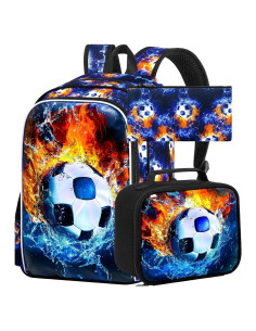 Mochila Escolar 3 en 1 FTJCF Fútbol Niños Azul 43.2x30.5x16.5cm