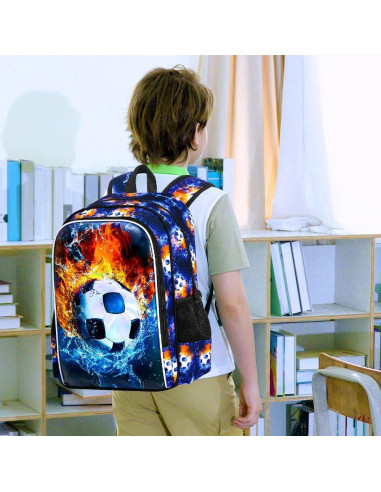 Mochila Escolar 3 en 1 FTJCF Fútbol Niños Azul 43.2x30.5x16.5cm