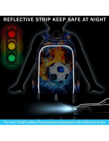 Mochila Escolar 3 en 1 FTJCF Fútbol Niños Azul 43.2x30.5x16.5cm