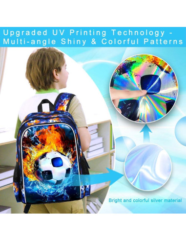 Mochila Escolar 3 en 1 FTJCF Fútbol Niños Azul 43.2x30.5x16.5cm