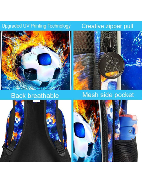 Mochila Escolar 3 en 1 FTJCF Fútbol Niños Azul 43.2x30.5x16.5cm