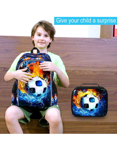 Mochila Escolar 3 en 1 FTJCF Fútbol Niños Azul 43.2x30.5x16.5cm