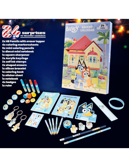 Calendario de Adviento Bluey 2025 con 24 Sorpresas y Juguetes