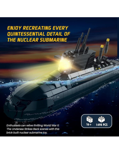 Juego de Construcción Submarino Nuclear Amoyasite 1498 Piezas