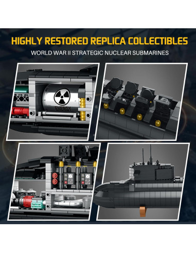 Juego de Construcción Submarino Nuclear Amoyasite 1498 Piezas