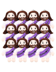 12 Peluches de Jesús HyDren 11 cm Color Púrpura y Blanco