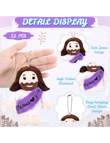 12 Peluches de Jesús HyDren 11 cm Color Púrpura y Blanco