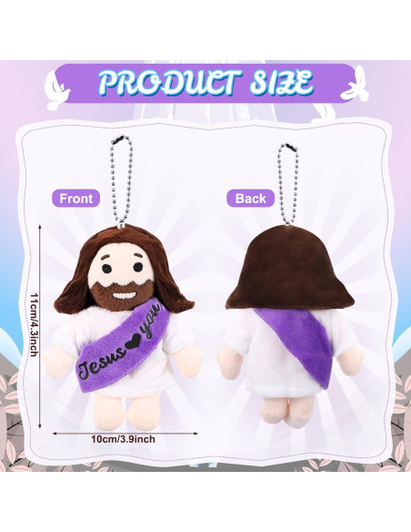 12 Peluches de Jesús HyDren 11 cm Color Púrpura y Blanco