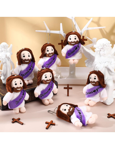 12 Peluches de Jesús HyDren 11 cm Color Púrpura y Blanco