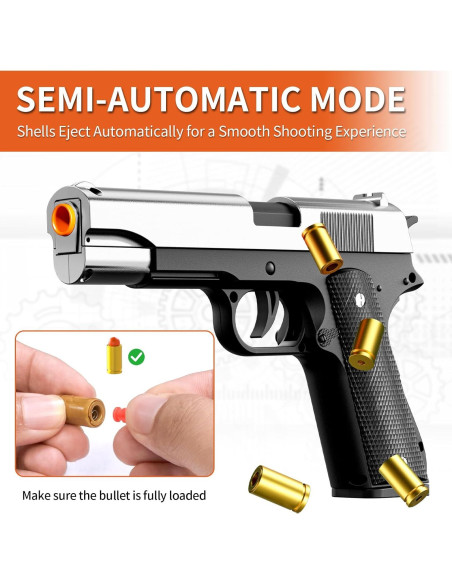 Pistola de Juguete Stoytoo 1911 Semiautomática Plata 357g