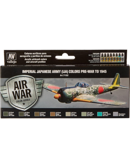 Set de pintura Vallejo IJA 8 colores 17ml para aeronaves