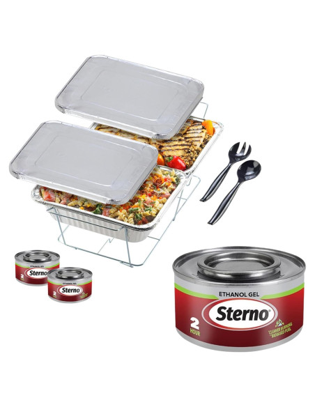 Juego de Buffet Sterno Chafing Dish con Utensilios y Combustible