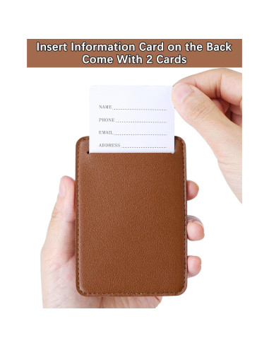 Etiquetas de Equipaje Teskyer Marrón - Paquete de 4, Cuero Sintético