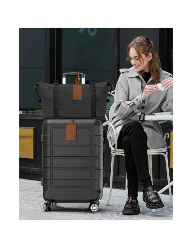 Etiquetas de Equipaje Teskyer Marrón - Paquete de 4, Cuero Sintético