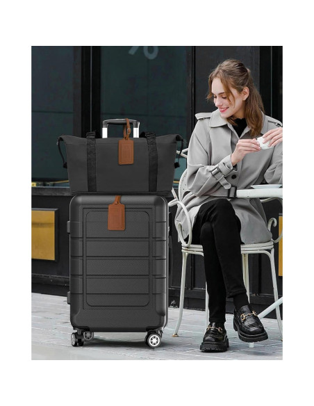 Etiquetas de Equipaje Teskyer Marrón - Paquete de 4, Cuero Sintético