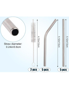 10 Pajitas Cortas de Acero Inoxidable Fukaisu 13cm Reutilizables 2