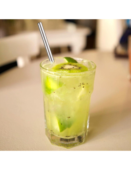 10 Pajitas Cortas de Acero Inoxidable Fukaisu 13cm Reutilizables