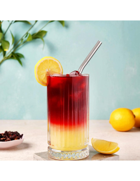 10 Pajitas Cortas de Acero Inoxidable Fukaisu 13cm Reutilizables