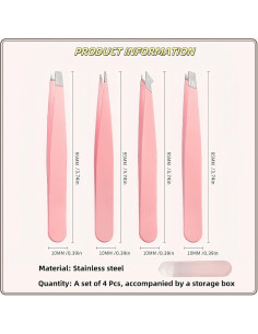 Juego de Pinzas TIKIYOUN Rosa 4 Piezas Acero Inoxidable 2