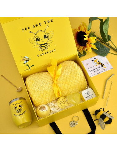 Caja de Regalo AMIND con Vela, Jabón, Bomba de Baño y Manta