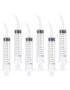 Benvo Paquete de 6 Jeringas Dentales Desechables 12ml Punta Curva