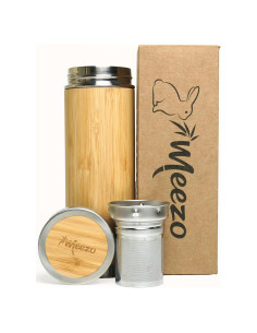 Botella de Agua de Bambú con Infusor de Té Meezo 450 ml
