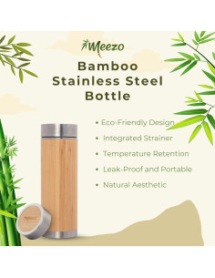 Botella de Agua de Bambú con Infusor de Té Meezo 450 ml 2