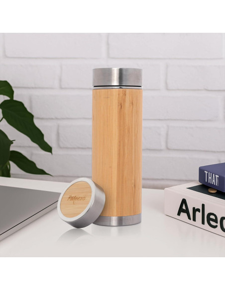 Botella de Agua de Bambú con Infusor de Té Meezo 450 ml