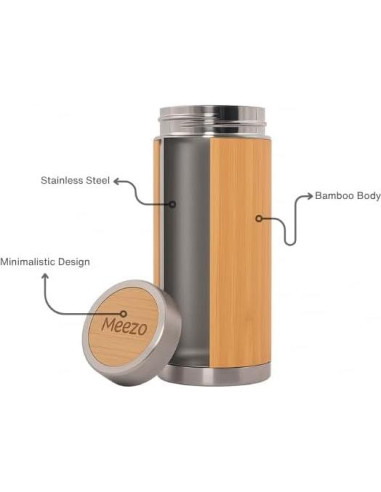 Botella de Agua de Bambú con Infusor de Té Meezo 450 ml