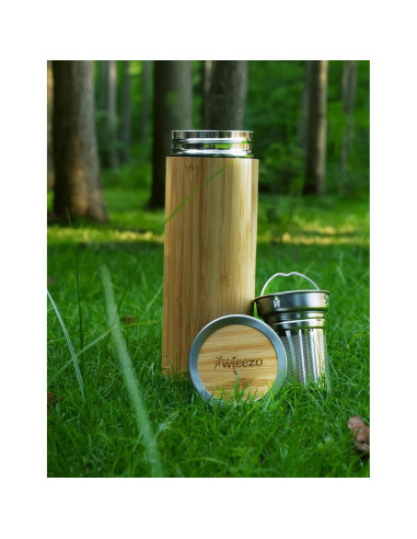 Botella de Agua de Bambú con Infusor de Té Meezo 450 ml